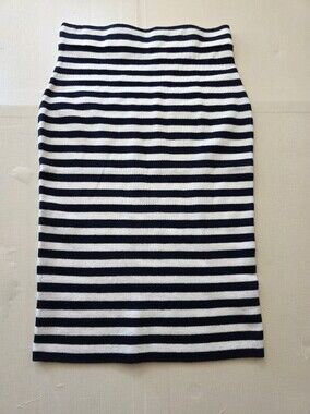 MAK Sweater Navy White Striped Knit Pencil Skirt Size Small Nautical Stretch